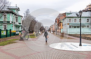 Pedestrian Chumbarova-Luchinskogo Avenue in Arkhangelsk, Russia