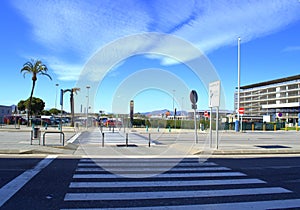 Pedestrian crossing at Barcelona Airport