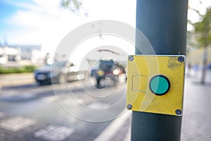 Pedestrian crossing button.  In Lisbon on Avenida Infante D.Henrique