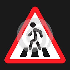 Pedestrian crossing and crosswalk sign flat icon photo