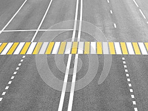 Pedestrian crossing on highway, security concept on road, large crosswalk, top view