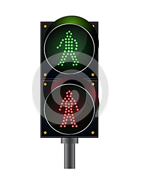 Pedestrian crossing, pedestrian light. Stop of light