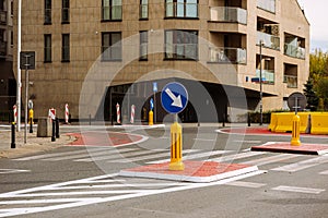 Pedestrian crossing with road markings