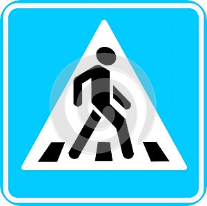 Pedestrian crossing road sign vector icon isolated on white