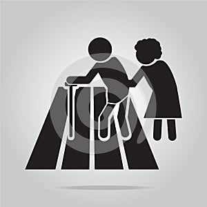 pedestrian crossing sign, elderly crossing road sign illustration