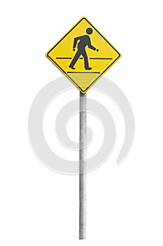 Pedestrian crossing sign in iron board