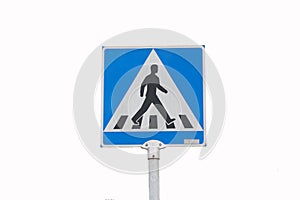 Pedestrian Crossing Sign isolated on white background.