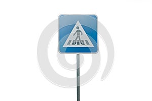 Pedestrian crossing sign isolated on white background