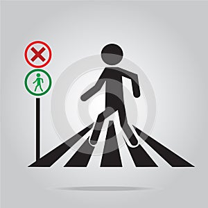 Pedestrian crossing sign, school road sign illustration