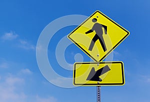 Pedestrian crossing street sign