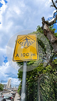 Pedestrian crossing traffic sign