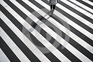 Pedestrian crossing white marks on asphalt perspect photo