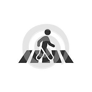 Pedestrian crosswalk icon in flat style. People walkway sign vector illustration on white isolated background. Navigation business