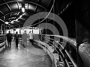 Pedestrian footbridge going to MRT3 Train Station, Philippines