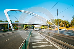 Pedestrian footbridge over street in Helsinki