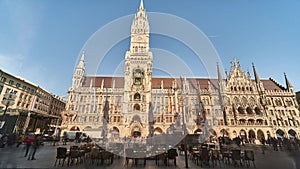 Pedestrian at the Marienplatz central square in Munich, Germany. Time lapse.