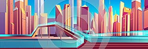 Pedestrian overpass in modern city cartoon vector