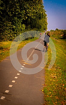 Pedestrian path with bicyclists