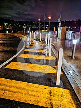 Pedestrian Path in the Rain at Night, Rose Bay, Sydney Harbor, Australia