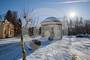 Pedestrian precinct and pavilion of spring - Frantiskovy Lazne Franzensbad - Czech Republic