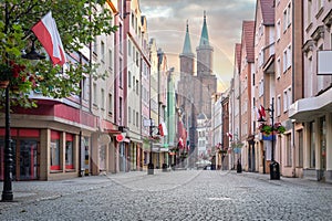 Pedestrian street in old town of Legnicz, Poland photo