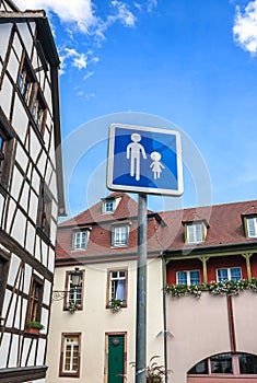 Pedestrian street sign in Petite France in Strasbourg