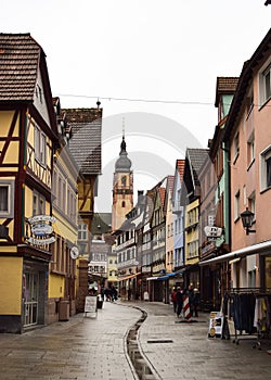 A pedestrian street in Tauberbischofsheim, Germany.