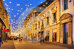 Pedestrian street in Timisoara, Romania