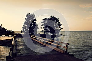 Pedestrian timber bridge on the Valaam island