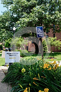 Pedestrian Traffic and Handicapped Entrance Sign