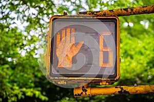 Pedestrian traffic light in New York City,