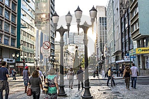 Pedestrian in XV of November street in Curitba, Brazil