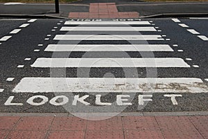 Pedestrian zebra crossing marked look left