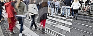 Pedestrians on zebra crossing photo