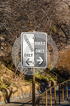 Pedestrians Only and Bikes Only road sign in Provo