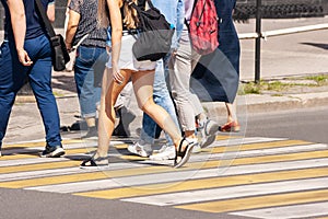 Pedestrians crossing the street
