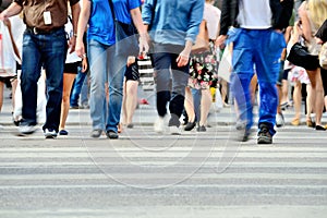 Pedestrians crossing street