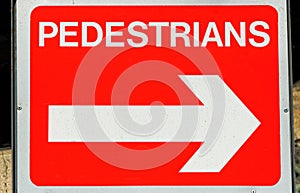 Pedestrians direction sign