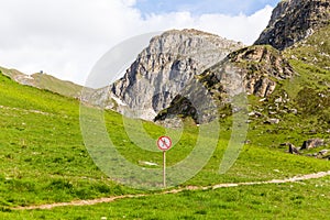 Pedestrians prohibited sign