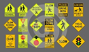 Pedestrians road signs