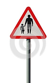 Pedestrians in the Road Warning Sign