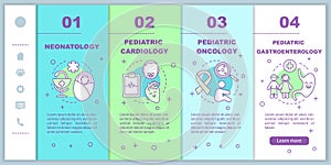 Pediatric clinic onboarding mobile web pages vector template