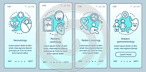 Pediatric services onboarding mobile app page screen vector template