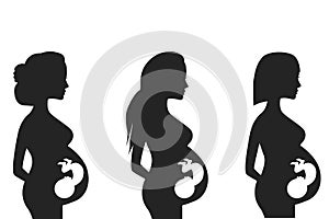 Pediatric ultrasound, diagnostic sonography or ultrasound flat sign. Pregnant girl, womb. Isolated on white background