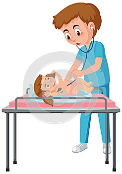 Pediatrician doctor examining baby