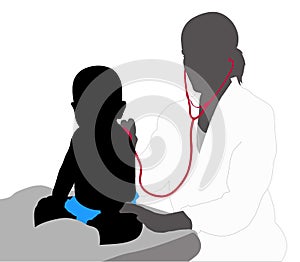 Pediatrician examining of baby with stethoscope