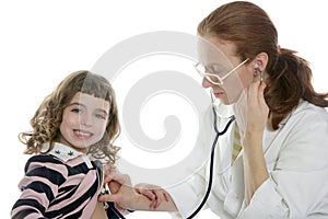 Pediatrician woman doctor stethoscope girl