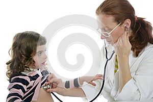 Pediatrician woman doctor stethoscope girl