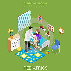Pediatrics healthcare hospital clinic flat isometric vector 3d