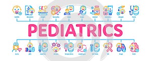 Pediatrics Medical Minimal Infographic Banner Vector photo
